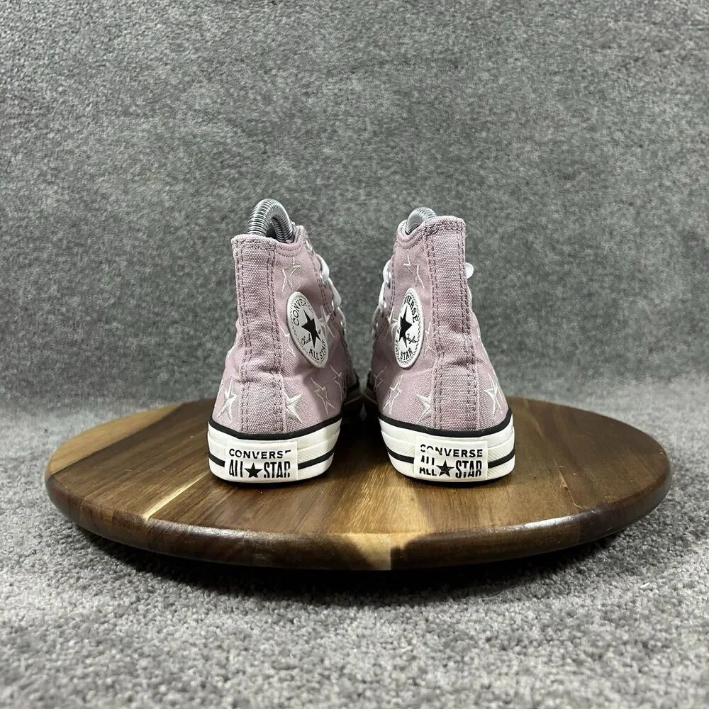 Converse Chuck Taylor All Star High Top Kids Size 2 Purple Stars Shoes Used